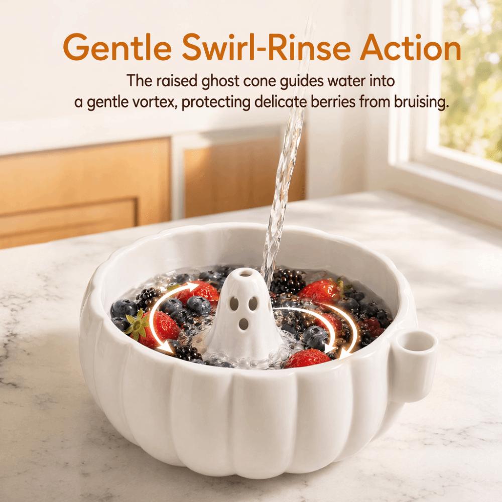 Large Capacity Halloween Pumpkin Berry Swirl Bowl 3D Printed Fruit Cleaning Bowl Home Kitchen