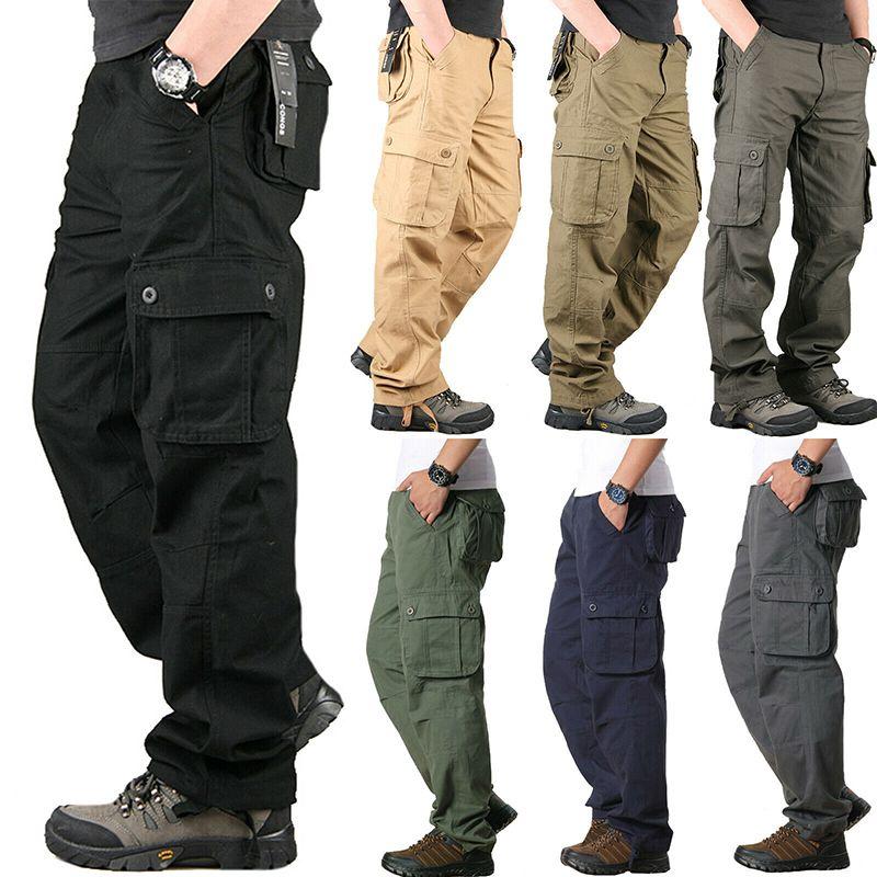 Comfortable Men's Cargo Pocket Work Pants For Casual Hiking And Outdoor Activities