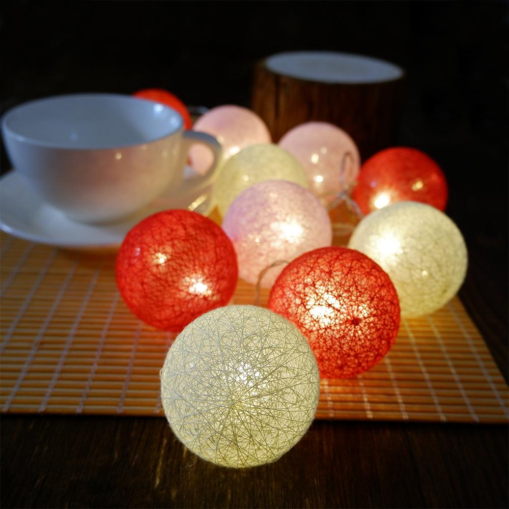 Ватный шар, световая цепочка, ночные огни, гирлянда, светодиодная гирлянда, Рождество, детская спальня, Хэллоуин, уличное свадебное украшение для патио, вечеринки