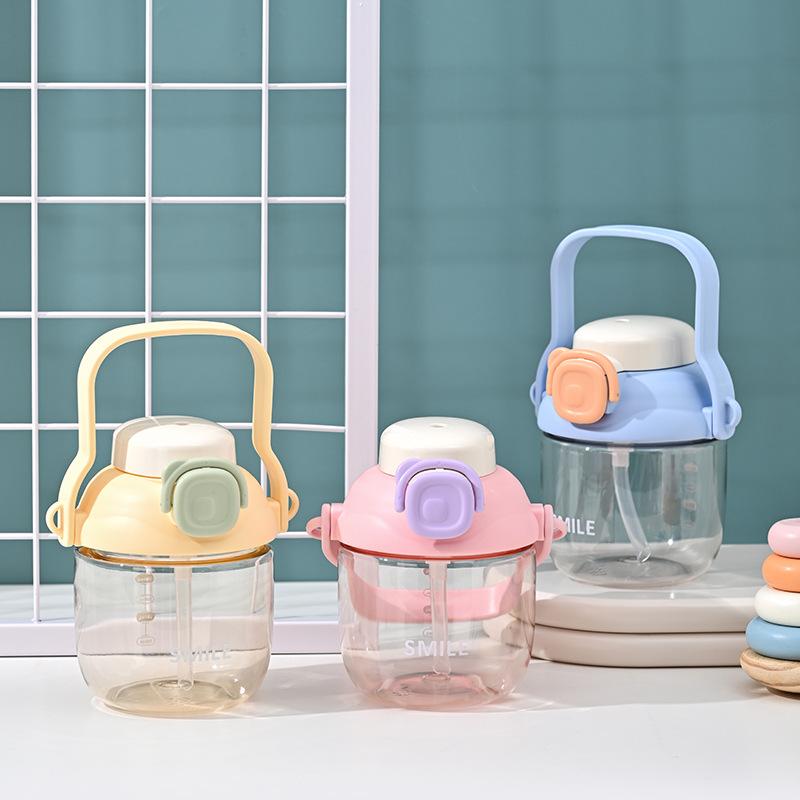 Большая емкость, милый соломенный пластиковый стаканчик, 830 мл, студенческий спортивный чайник, подарок, ведро для чая с молоком, ручка, уличное питьевое стекло