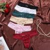 Женские кружевные трусы-стринги с цветочным узором, прозрачные кружевные трусы с Т-образной спинкой, прозрачные сетчатые кружевные трусы, для дома