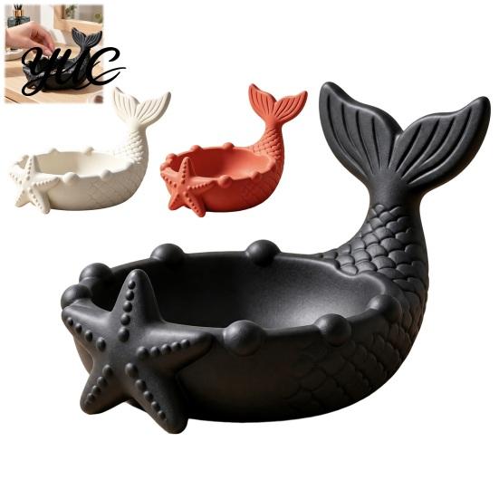Bedroom Vanity Tray 3D Printed Mermaid Tail Jewelry with Starfish Design for Rings Earrings and Coastal Desktop Organizer Keys, Ocean Style