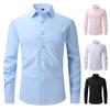 Men's Slim Fit Stretch Shirt, Business Casual Long Sleeve, Spring/Summer & Autumn Professional Wear, US Sizes.
