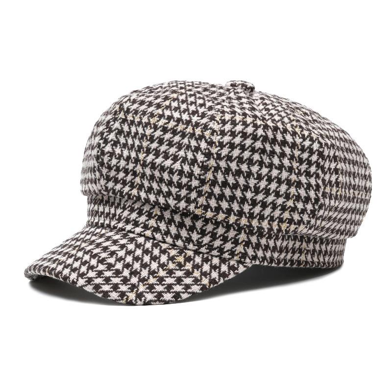 Винтажная мужская восьмиугольная кепка женская осенне-зимняя теплая клетчатая кепка-берет с рисунком