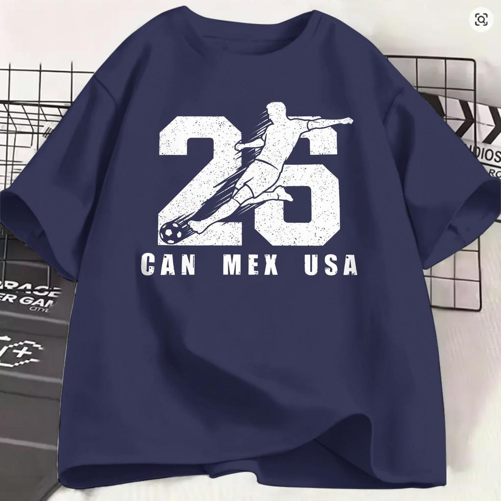 2026 Usa Canada Mexico Soccer Tshirts Unisex Novelty 100 Cotton Tee Shirt Crew Neck Short Sleeve T Shirts Gift Idea Clothing