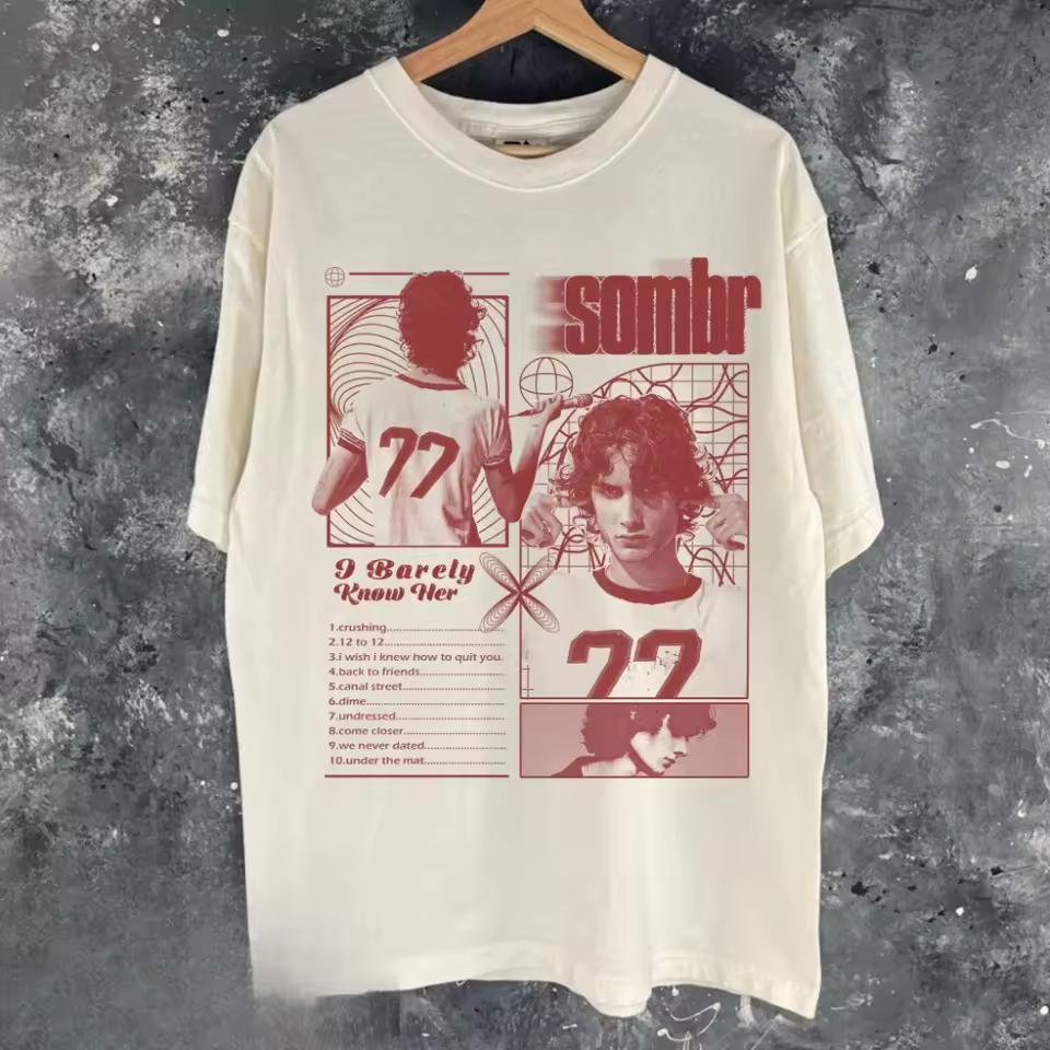 Sombr Tour Music Retro Shirt Loose Fit High-Quality T-Shirt Pure Cotton Retro Couple Casual T-Shirt harajuku oversized t shirt