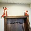 1 Set Wooden Fox Door Corner Decoration Mother Little Fox Door Frame Sign Forest Animal Front Door Edge Topper Sitter Ornament