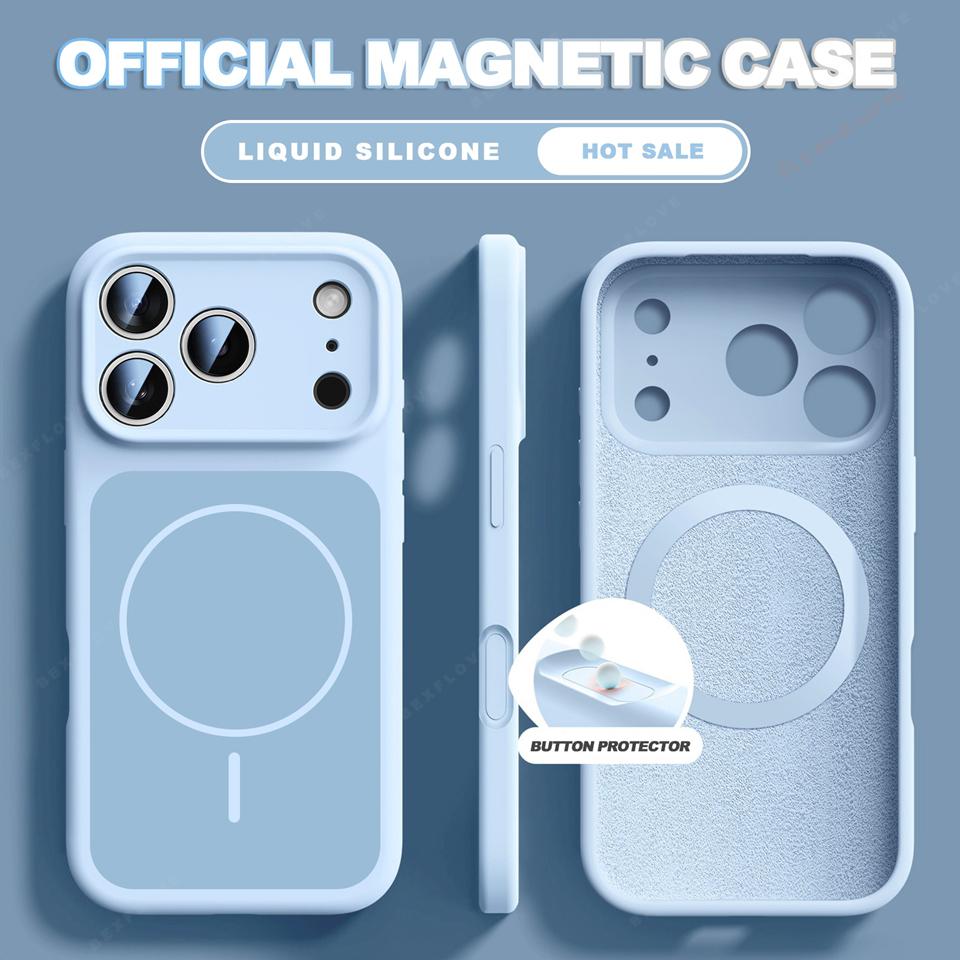 New Official Liquid Silicone For Magsafe Magnetic Phone Case For iPhone 17 Pro Max Air 14 15 16 Plus 13 ShockProof Soft Cover
