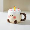 Creative Cartoon Cake Cup Birthday Gift Souvenir Ceramic Cup Cute Good Looking Water Cup with Lid Mug