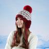 Winter Outdoor Cold-Proof Bomber Hat Big Head Circumference Knitted Wool Hat Women Velvet Warm Ear Protection Cap