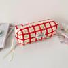 Large Capacity Y2K Cherry Pencil Case Checkered Cartoon Cherry Makeup Bag Korean Pencil Bag  Gifts