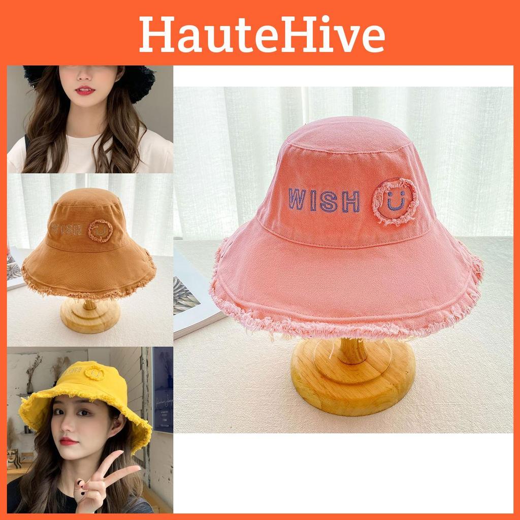 Fashionable Summer Women's Sun Hat With Large Brim And Smiley Face Embroidery For Sun Protection