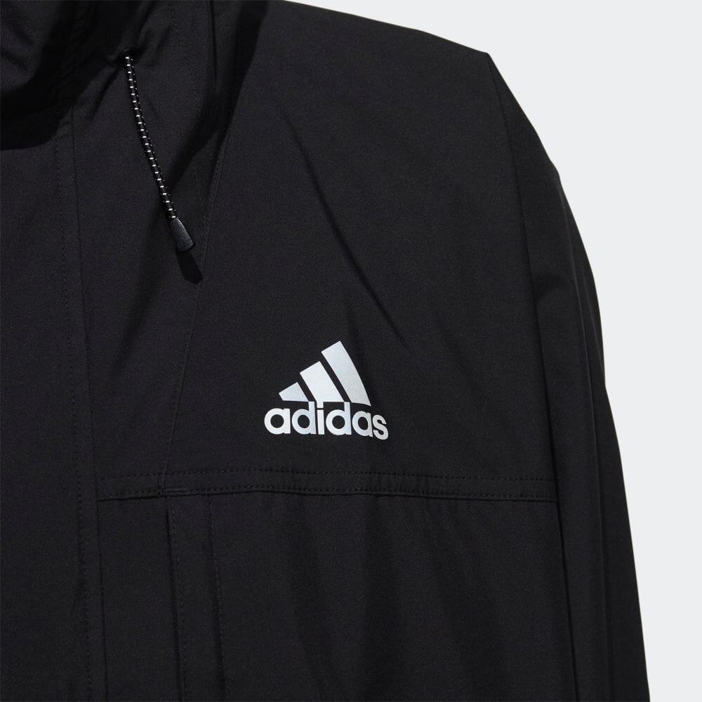 adidas Повседневная спортивная однотонная ветровка с капюшоном средней длины, мужская верхняя одежда, черная HD0041