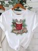 (Asian Size) New Year Tee Merry Christmas Festival O-neck Clothing Women's Top T Sweet Lovely Style Print Fashion Ladies Graphic T-shirts