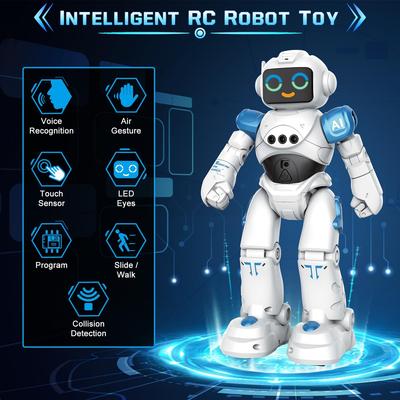 Умный RC-робот-игрушка с голосовым управлением для детей с распознаванием жестов, отображением эмоций и интерактивной игрой