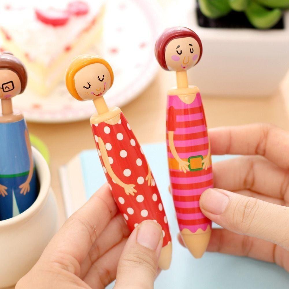 5Pcs/bag Plastic Ballpoint Pen Cartoon Doll Pen Cute Neutral Pen