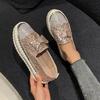 Bow Sequined Single Shoes Women's Autumn New Fashion Casual Low-heeled Single Shoes One-pedal Lazy Shoes
