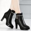 Fashion Soft Leather Women Ankle Boots High Heels Female Zipper Shoes Warm Fur Winter Boots Women Platform Pumps Size 34-41