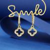 New Micro-Set Zirconia Hollow Four-Leaf Clover Earrings Female Fashion Four-Leaf Flower Ear Buckle Earrings