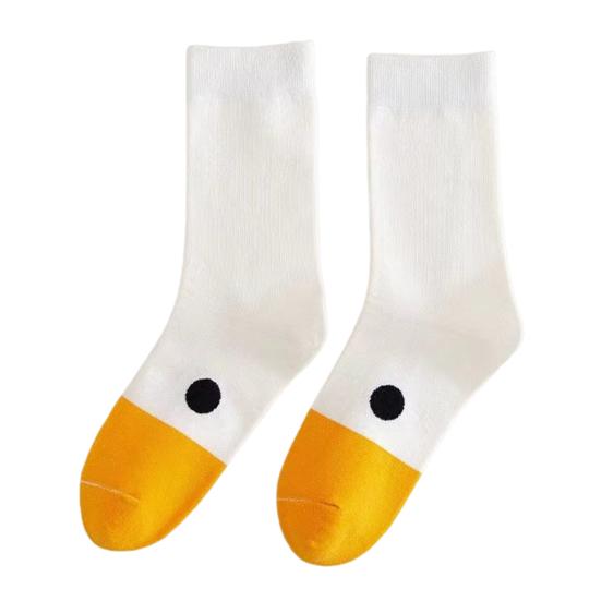 1 пара зимних носков с рисунком гуся и утки, средняя часть, высокая эластичность, противоскользящая обертка