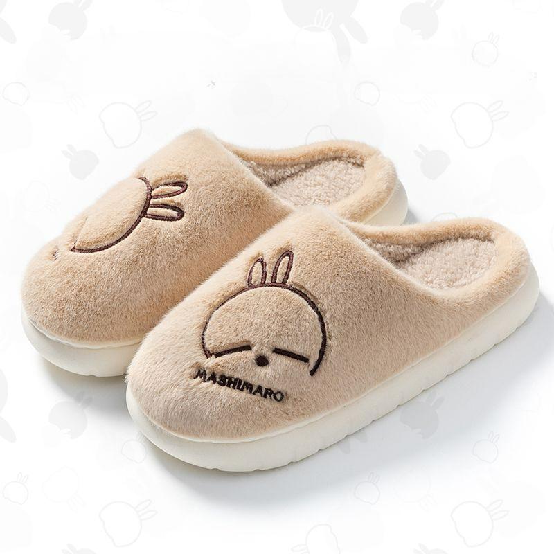 Тапочки из хлопка с кроликом, женские, зимние, для дома, теплые, с толстой подошвой, для пары, милые, хлопковые тапочки для мужчин