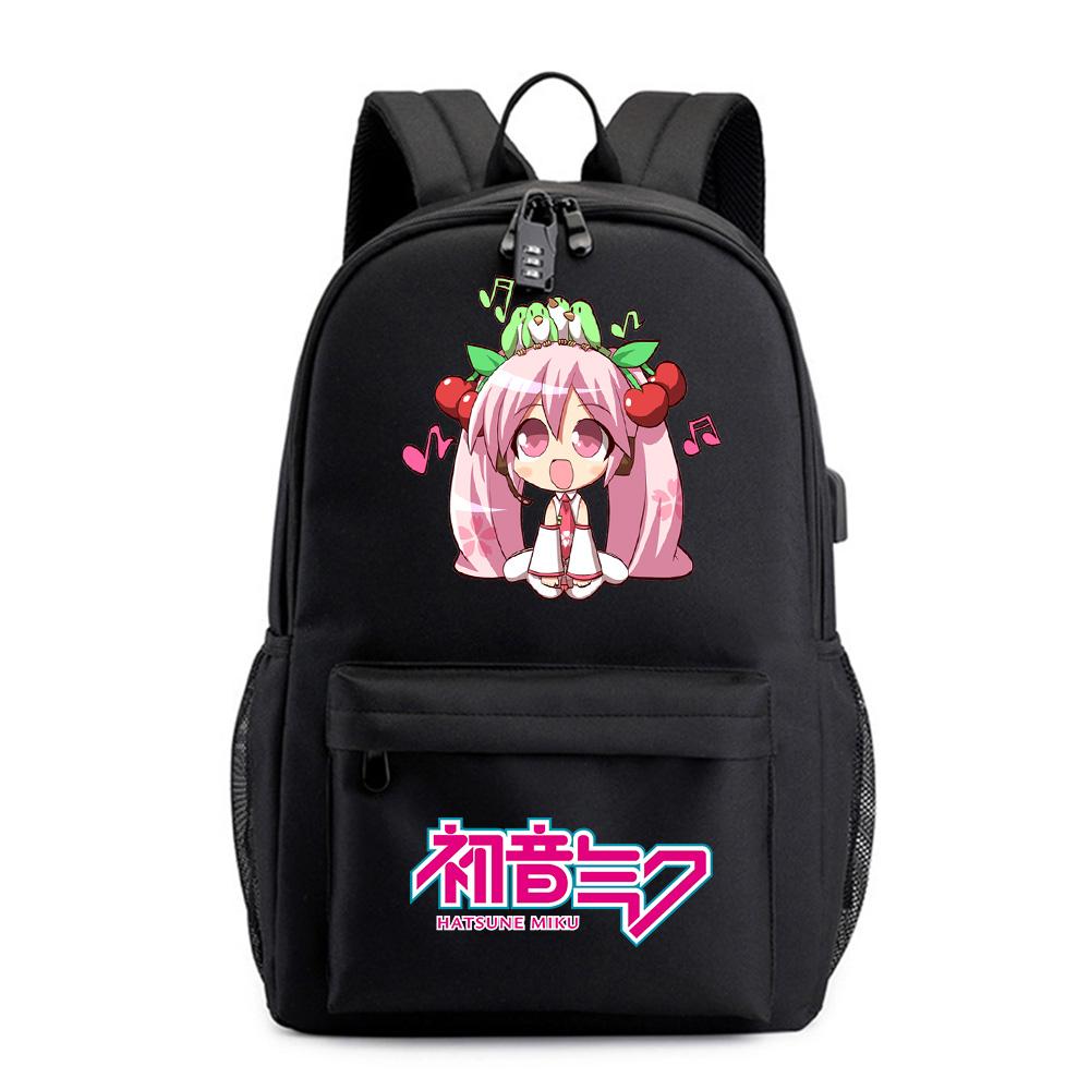 Аниме Мультяшный Рюкзак с Принтом Хацунэ Мику для Подростка Студента Сумка для Книг Школьная Сумка Женская Вместительная Водонепроницаемая Дорожная Сумка Подарок