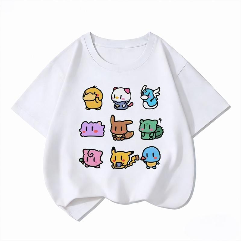 Youngsters' Summer Fashion Casual T-Shirt with Cute Duck Print, Comfortable Short Sleeve Crew Neck Tee for Boys and Girls