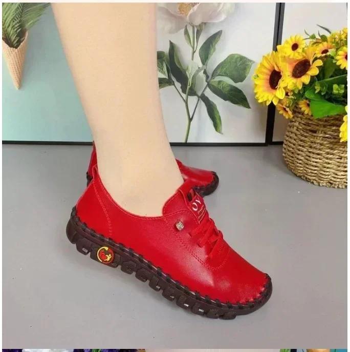 New Fashion Summer Round Toe Women's Flat Shoes Slip-on Women's Shoes Office Simple Solid Color Lace-up Flat Shoes