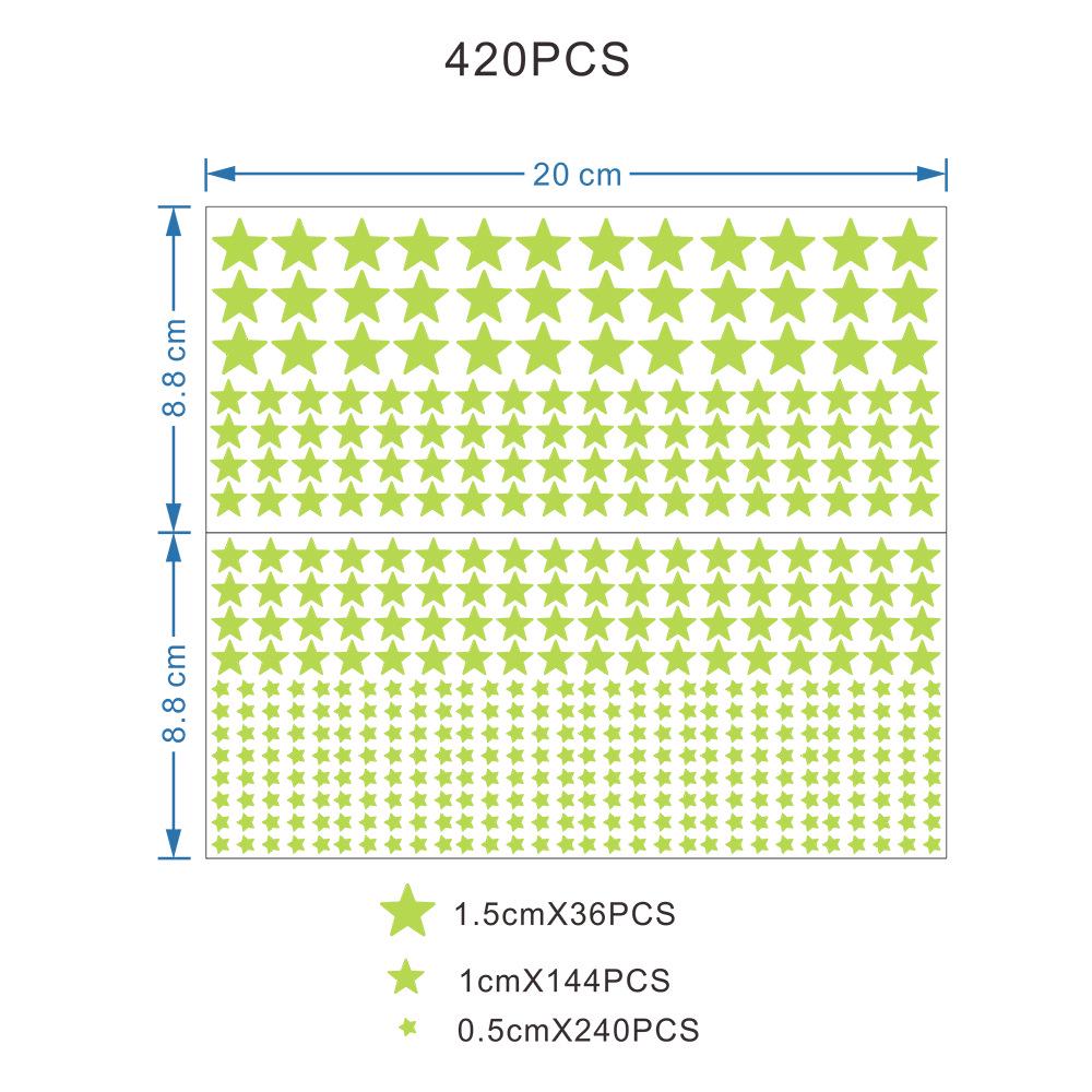 Набор светящихся звезд и наклеек на стену с выключателями для детей - 420 шт.