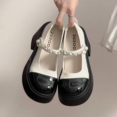Модные туфли Мэри Джейн с металлическим цепочным ремешком на щиколотке, женские туфли в стиле Лолиты 2000 года, женские винтажные туфли в стиле колледжа на толстой подошве для косплея в стиле JK