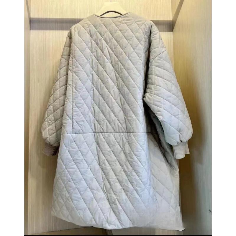 Зимнее длинное стеганое пальто свободного кроя для женщин, европейский плюс-сайз, ромбовидная стежка, нерегулярные карманы, корейский стиль