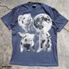 Three Piglets Moon Shirt, Spotted Pig Farm Animal Tee (Denim)