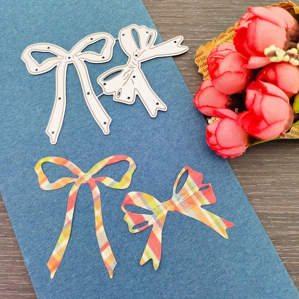 2 шт., металлические трафареты с бантом для DIY, скрапбукинг, альбом, бумажные карты, декоративные ремесла, тиснение, высечки