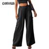 Женские новые летние повседневные брюки с высокой талией, широкие рабочие брюки, брюки