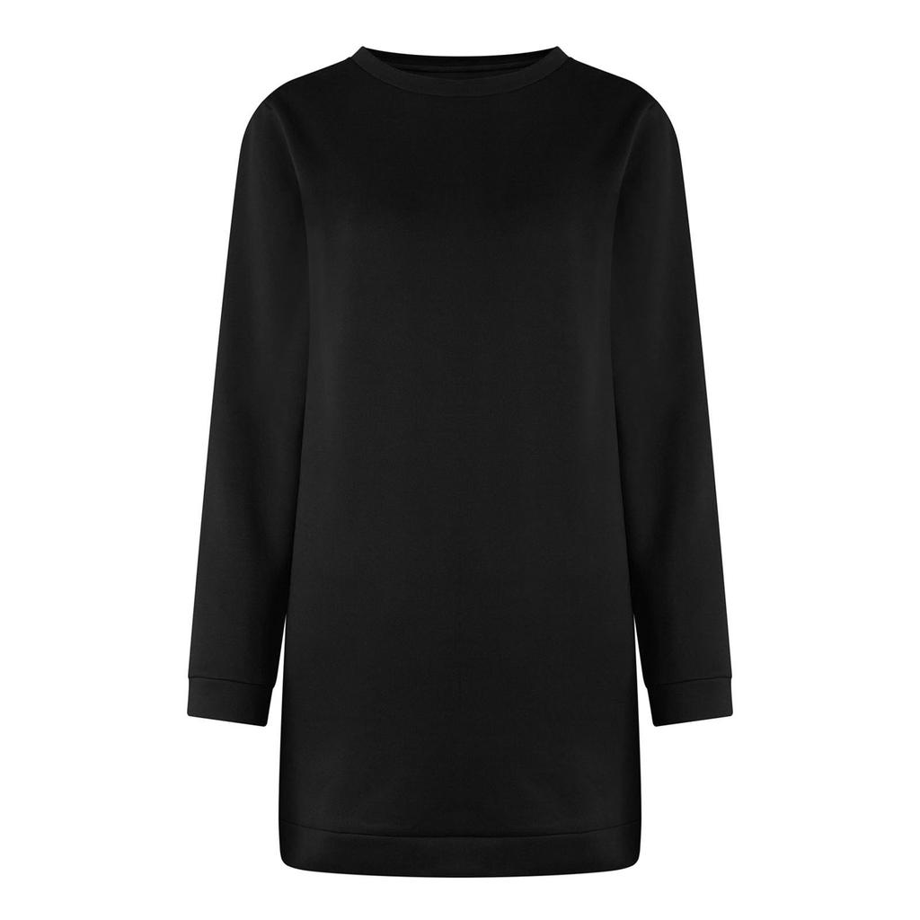 Женское и зимнее платье-свитер с круглым вырезом и длинными рукавами