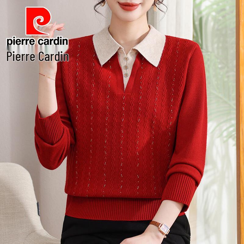 Pierre Cardin Женский трикотажный свитер с лацканами, имитирующий двухпредметный
