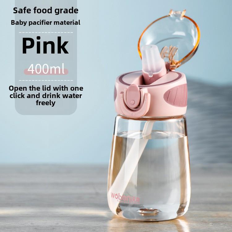 Cute Summer Straw Water Bottle Portable Kids Tumbler Lightweight Drinking Cup for Students BPA-Free Hydration Bottle