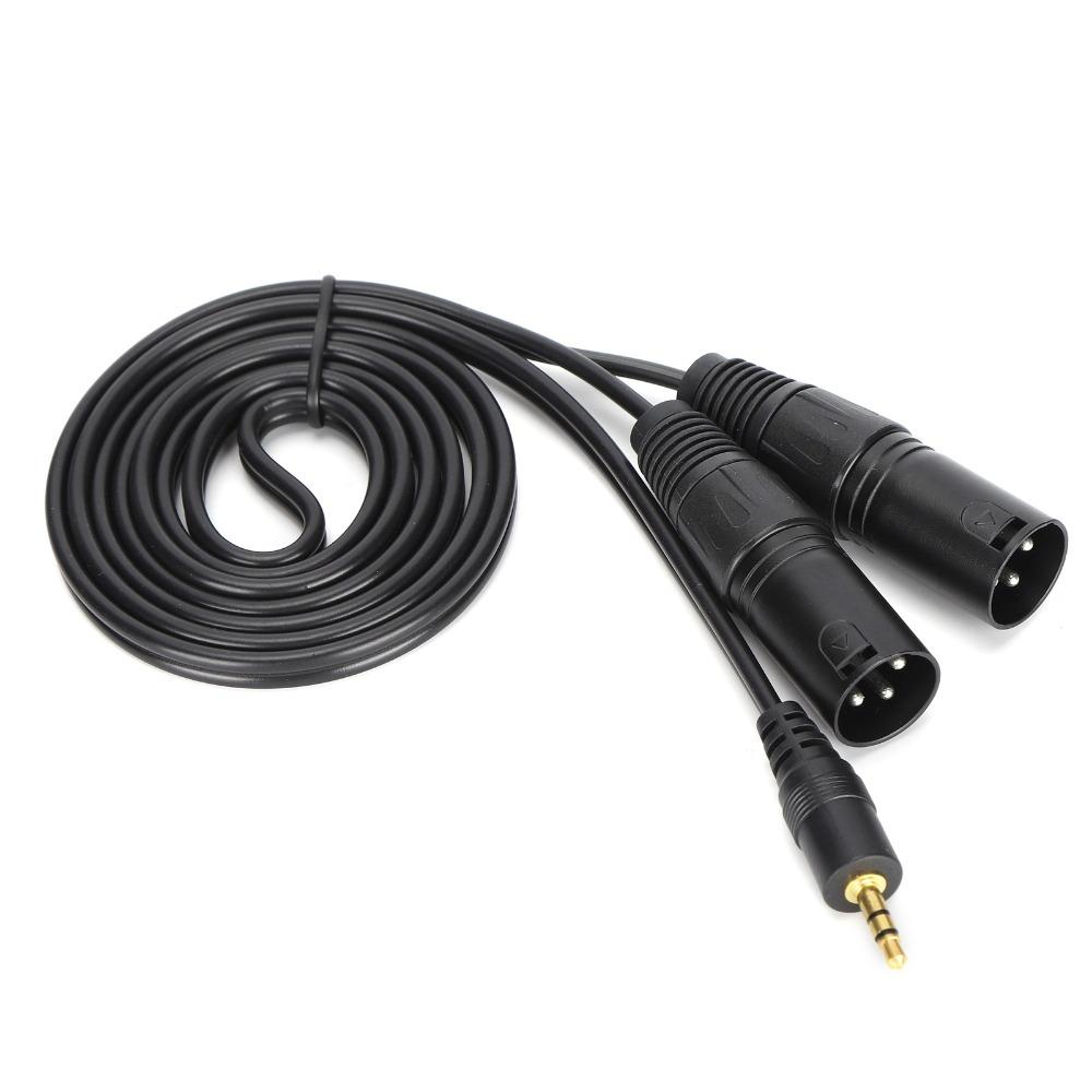 Plug and Play Microphone Cable 1/8 Inch to 3-Core Double XLR Audio Adapter Cable Studio Use