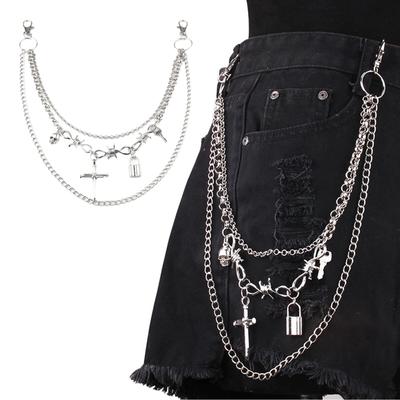 Сексуальные брюки, цепочка, панк-джинсы, цепочка, кошелек, цепочка, унисекс, брюки, крутая эстетичная цепочка для повседневной носки и вечеринок