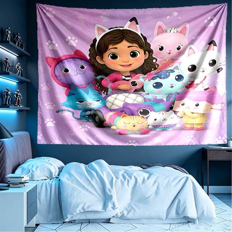 Gabby's Dollhouse Print Tapestry, Lightweight Wall Hanging, for Bedroom, Dorm, Living Room, Home Art Decor, Birthday Christmas Gift for Friends