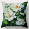 4Pcs Set, Sofa Pillow Case, Green Fresh Flower Pillow Case, 17.7 Inches * 17.7 Inches, Single-Sided Print, Home Decoration, Sofa
