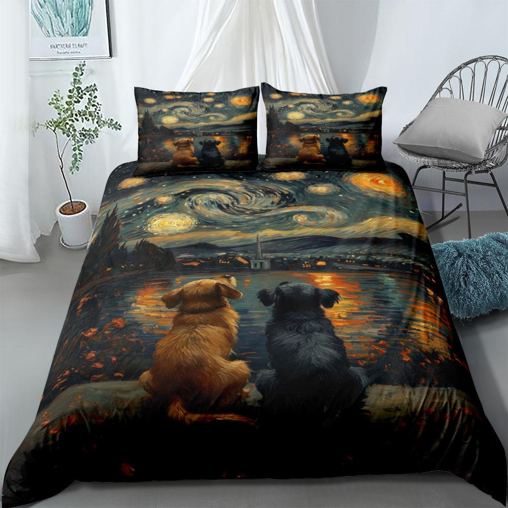 Graffiti Dogs  Duvet Cover Set UK Single Double Queen US Twin Full King Size Pkm Bed Linen Set