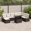9-Piece Garden Sofa Set With Brown Poly Rattan Cushions 3348874
