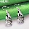 925 Sterling Silver Beautiful Patterned Ball Pendant Piercing Earrings Fashion Charm Wedding Jewelry