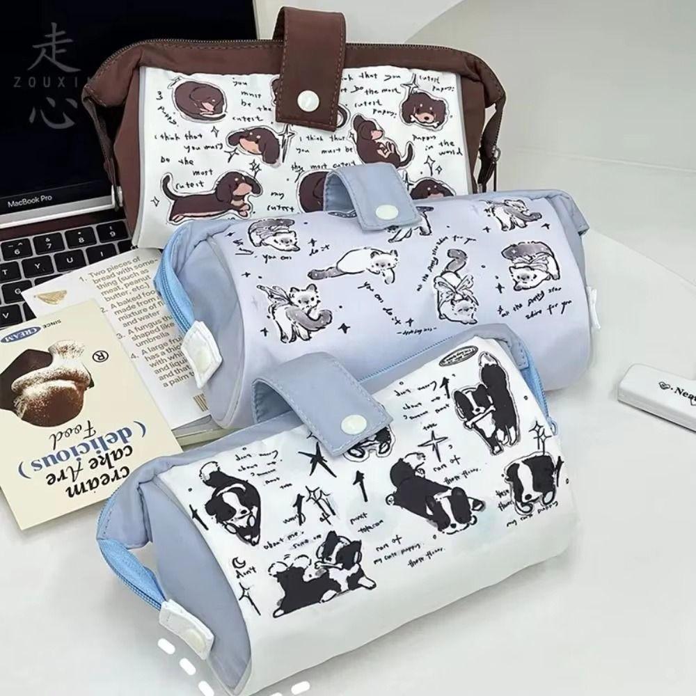 Сумка для ручек с рисунком милой собаки, креативный чехол для хранения канцелярских принадлежностей, школьные принадлежности