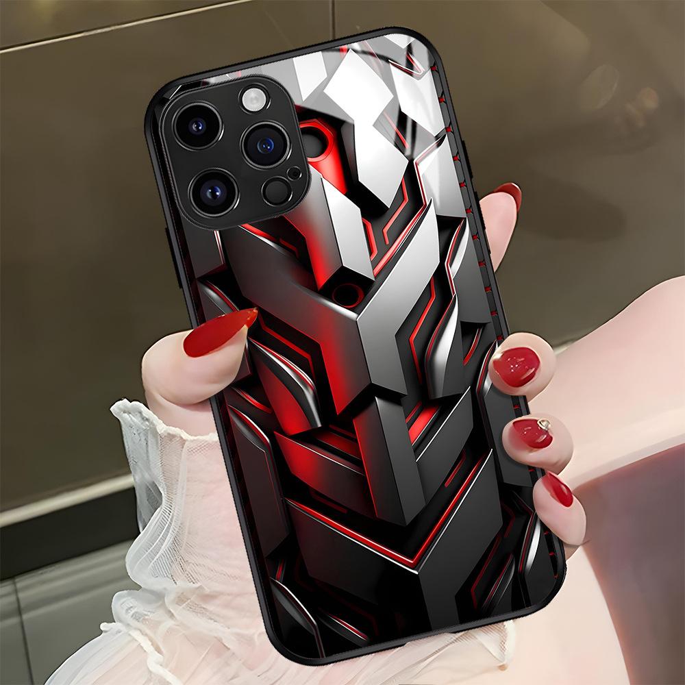 Чехол для мобильного телефона iPhone15 в стиле меха Gundam, стеклянный чехол Apple 16promax, 14, крутой мальчик, защитный чехол 13