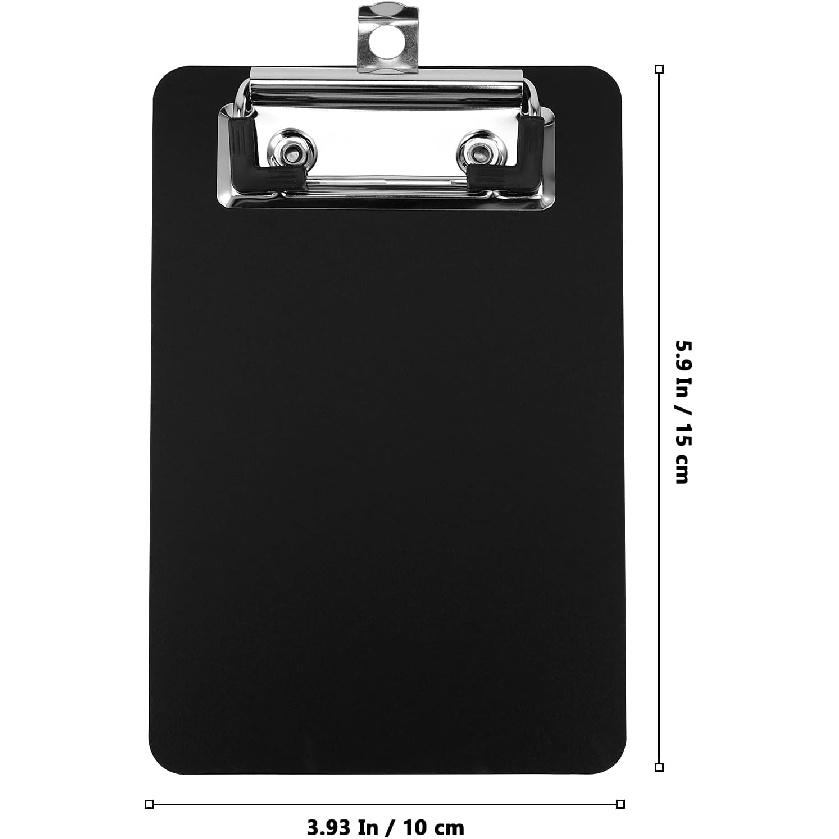 16 Pack 4 x 6 Inch Black Mini Clipboards, Memo Small Clipboards Low Profile Clip, Cute Plastic Clipboard Pocket Clipboard for Classrooms,