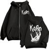 Rock Band Korn Худи на молнии с принтом альбома The Nothing Готический Винтажный Застегивающееся на молнию Худи Мужское Женское Повседневная Мода Толстовка Уличная одежда