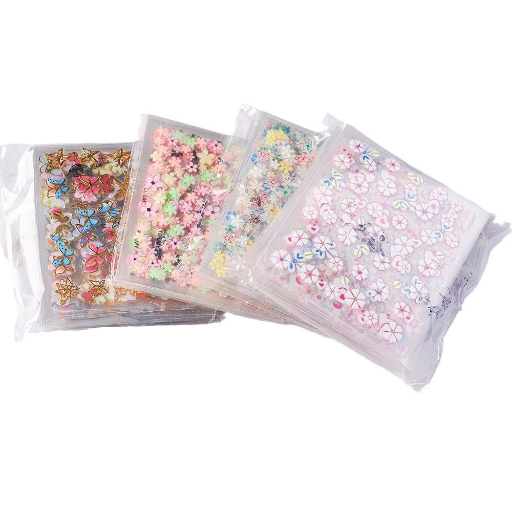 30PCS 3D Nail Stickers Colorful Flowers Daisy Butterfly Star Heart Design Self Adhesive Shiny Nail Art Decorations for Women DIY Manicure