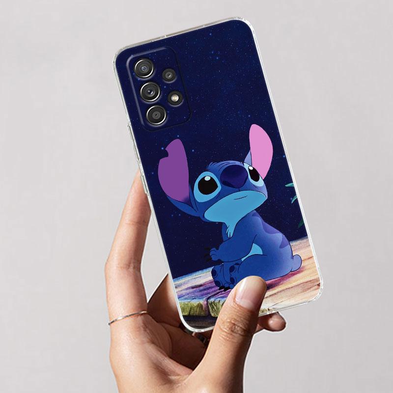 Прозрачный чехол для Samsung Galaxy A57 A37 A56 A36 A55 A54 A35 A26 A07 A17 A16 A06 A34 A15 Чехол Синий Розовый Ангел Лило-Стич Мультфильм